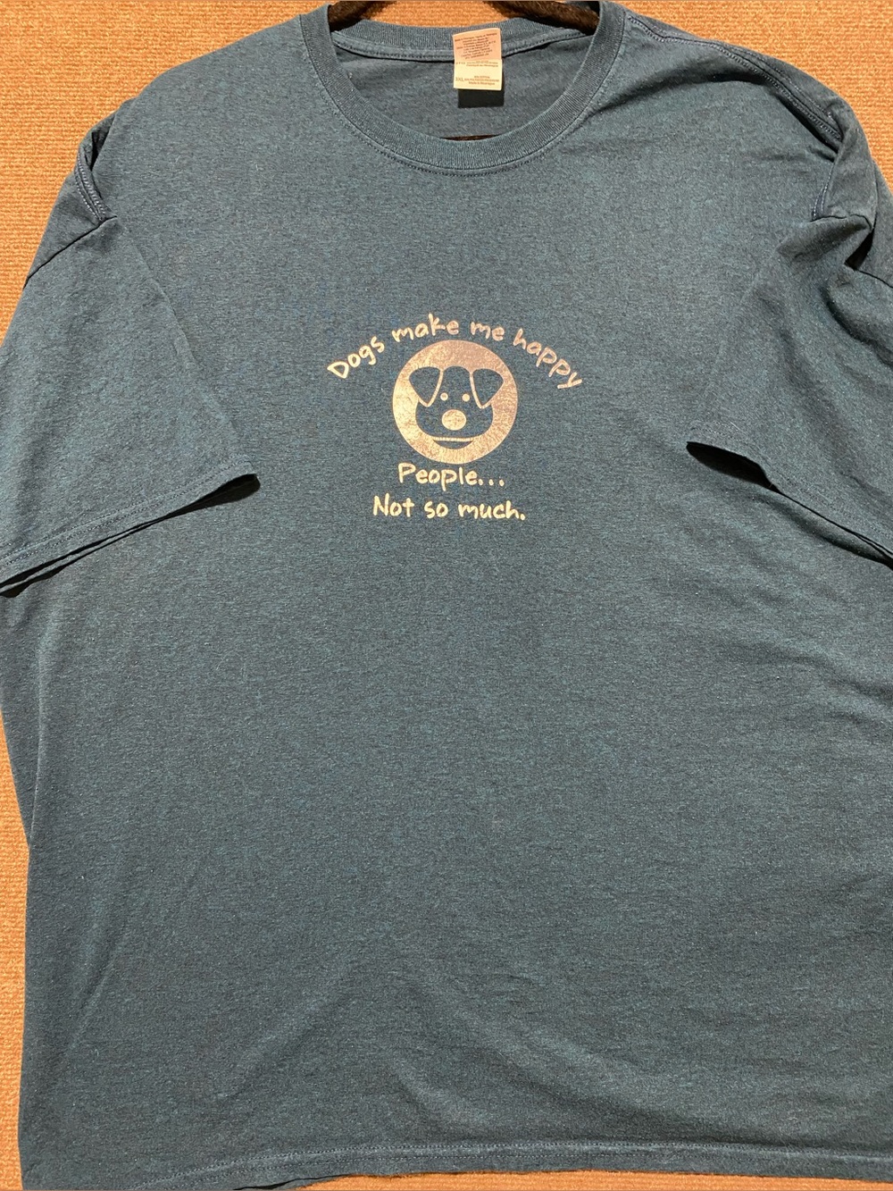 Gildan Heavy Cotton Dark Teal Graphic Tee 3 XL “Dogs Make Me Happy”